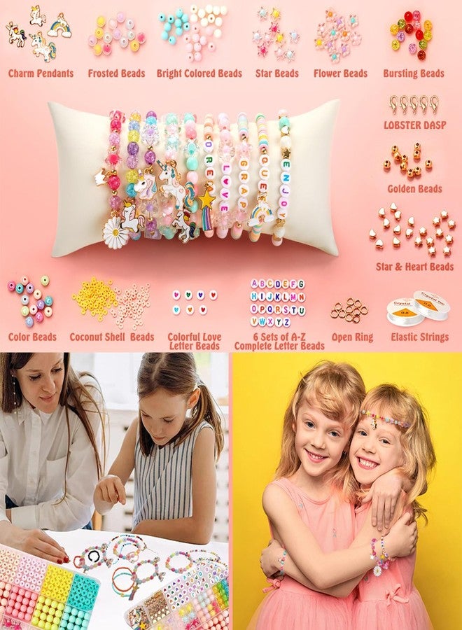 MAGHROLA Bracelet Making Set, Macaron Color Beads Bracelet Making Set for Girls Age 6-13 Cute Jewelry Kit for Teen Girls Acrylic Round Beads Letter with Unicorn Pendants,Crystal Star Flower,Multi - Image 5